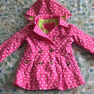 London Fog Kids Raincoat in Pink with White Polka Dots